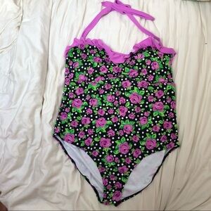 OP one piece flowered lavender bathing suit sz 3x